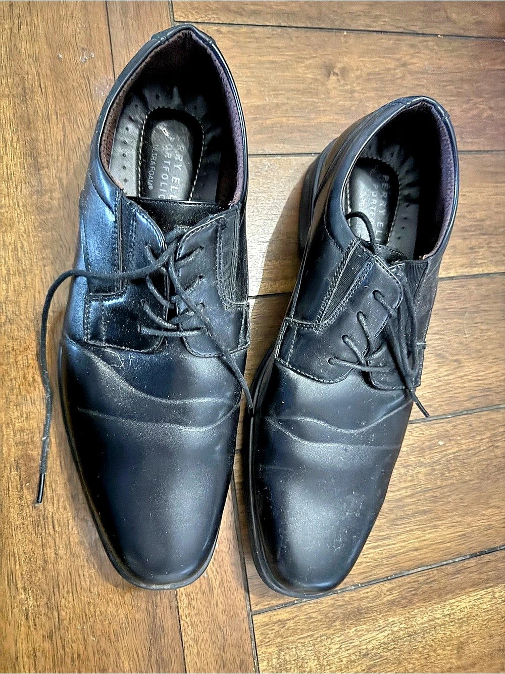 Perry Ellis Crest Wide Men's Black Oxfords Size 11